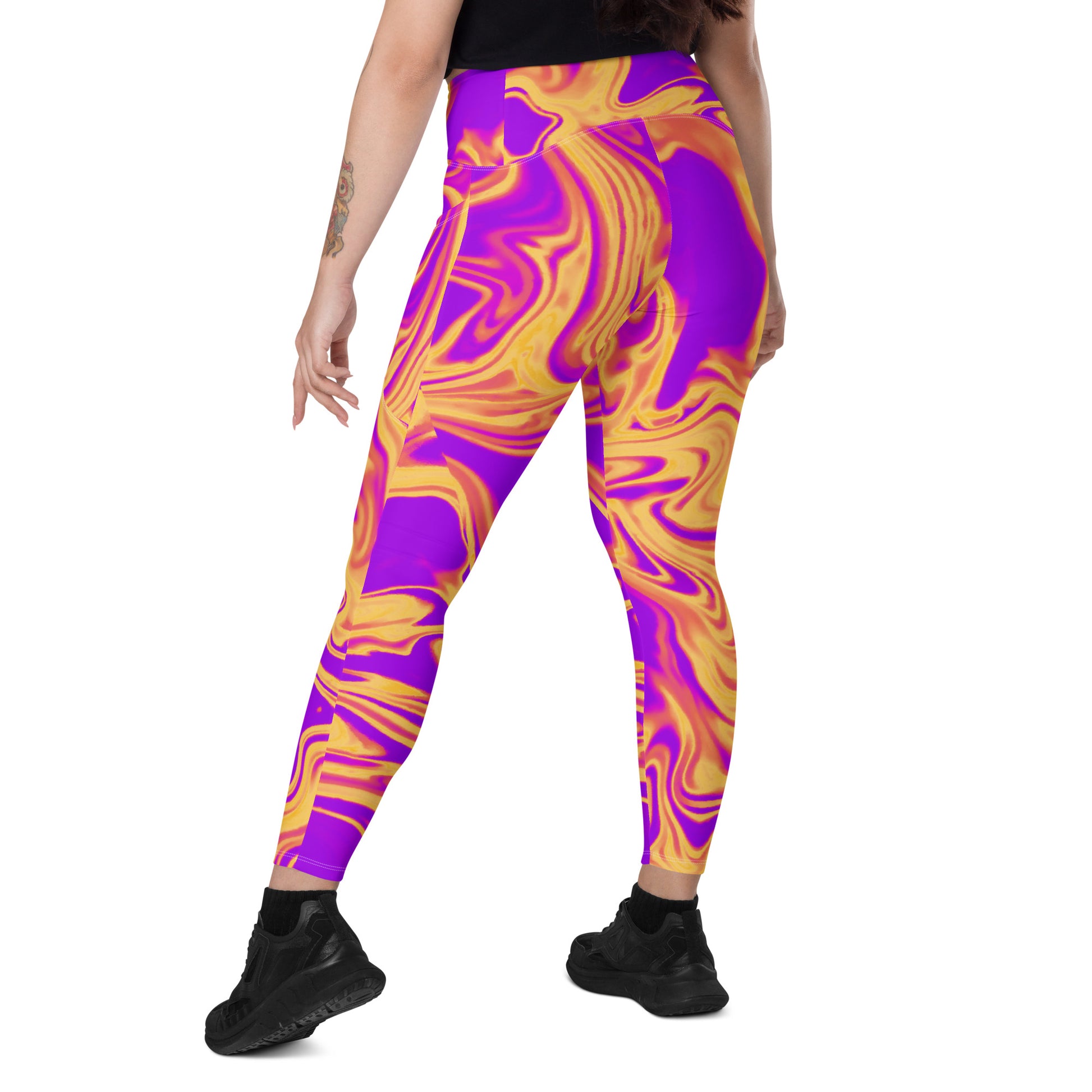 Cosmic Flow Women's Recycled Crossover Leggings With Pockets - FLAKOUT