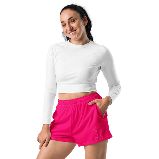 FLAKOUT Sport Fuchsia Burst Women’s Recycled Athletic Shorts - FLAKOUT