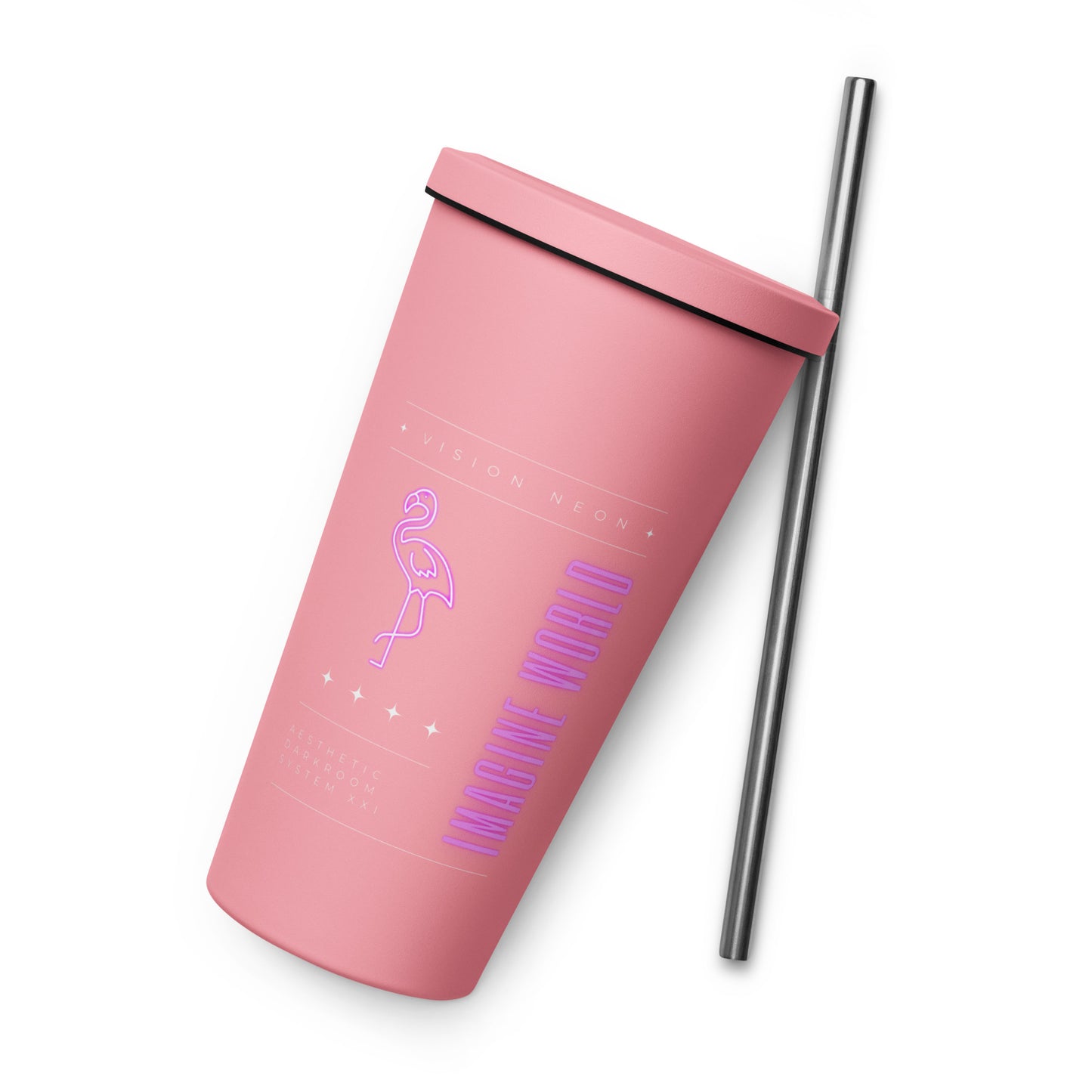 Vision Neon Utopia Insulated Tumbler With A Straw - FLAKOUT