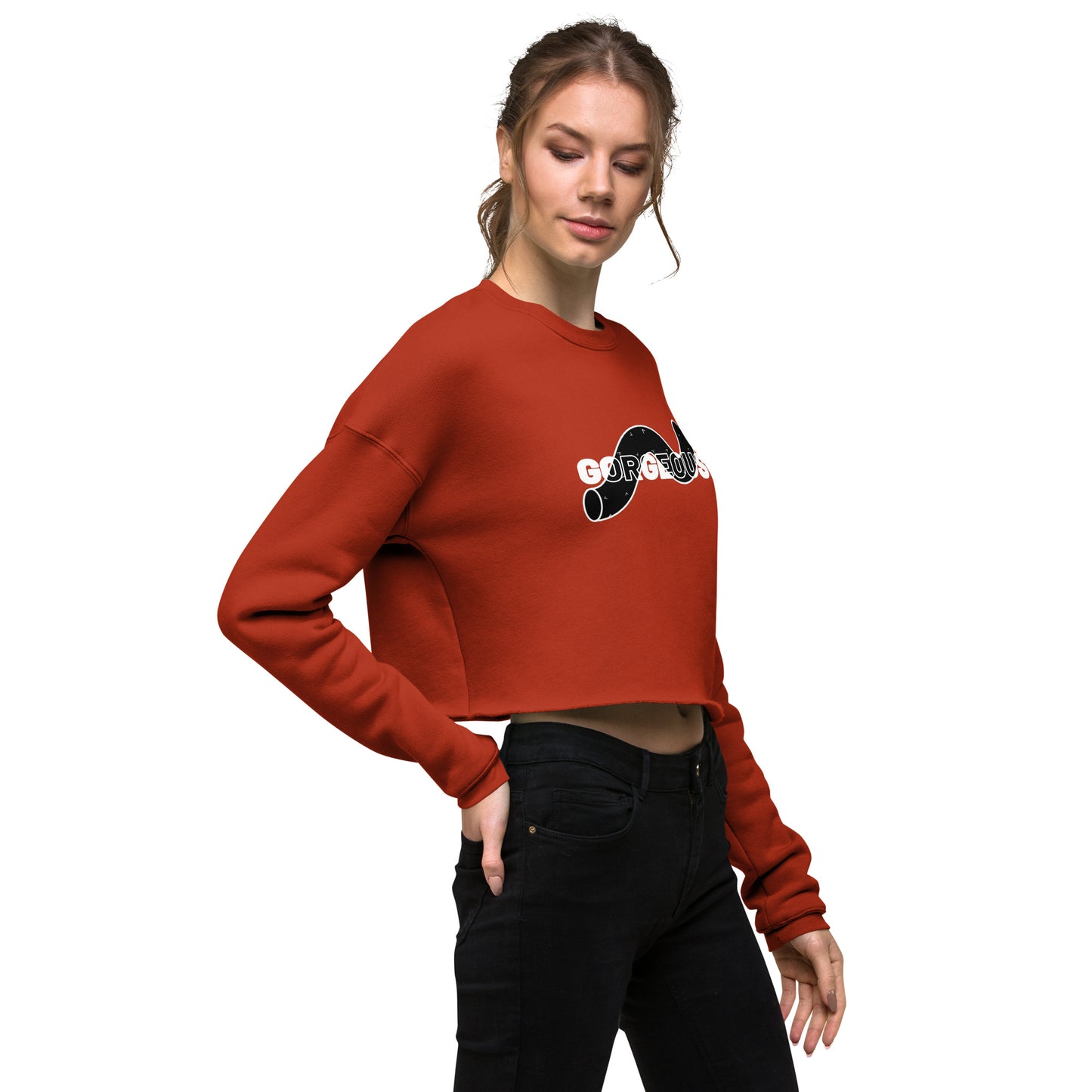 Gorgeous Opullent Allure Women's Crop Sweatshirt - Brick - FLAKOUT