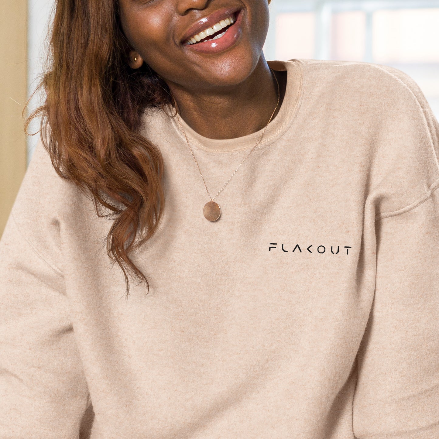 Sueded Fleece Sweatshirt Flakout Embroidered Logo - FLAKOUT